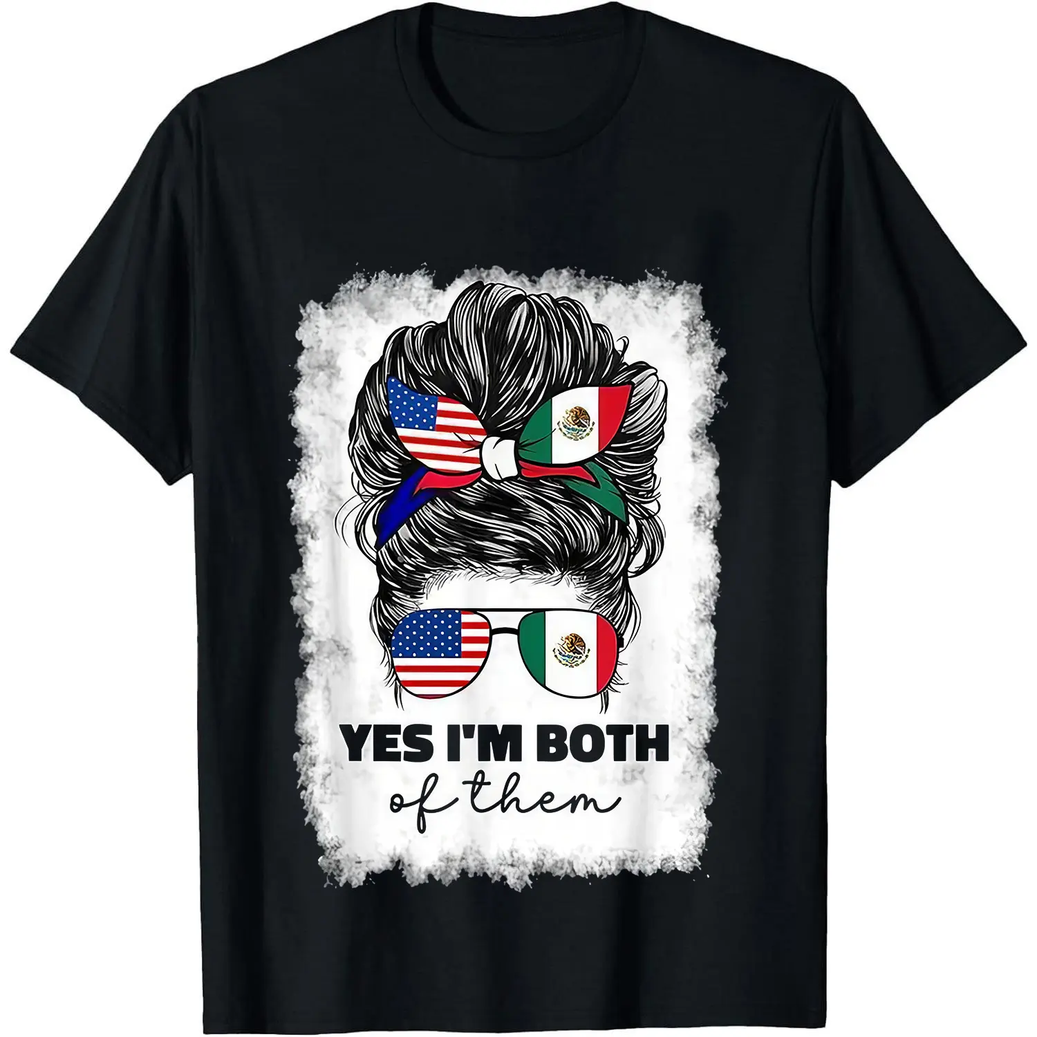 100%cotton Half Mexican And American Mexico America Usa Flag Girl Woman T-Shirt