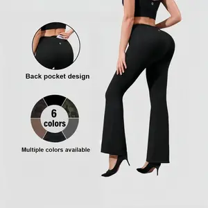 Women’s boot-cut sports pants are comfortable and suitable for shaping the hips and waist, featuring fashionable and functional pockets; casual and chic women’s apparel in a sporty and leisure style.