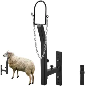 VEVOR Livestock Trimming Stand, Goat Sheep Stand 9.37-12.8 inch Adjustable Height 0-5.4 inch Width, Metal Goat Milking and Shearing Stand Attachment Nose Loop Headpiece, Black