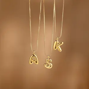 Exquisite balloon bubble letter necklace, letter pendant necklace, fashionable and cute personalized letter name necklace, jewelry necklace, gift for teenage girls GARMENTARY