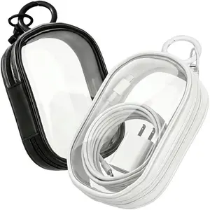 Charging Cable Storage Bag Transparent Compact Organizer for Travel Data Cables Headphones More Mini Cord and Charger Organizer