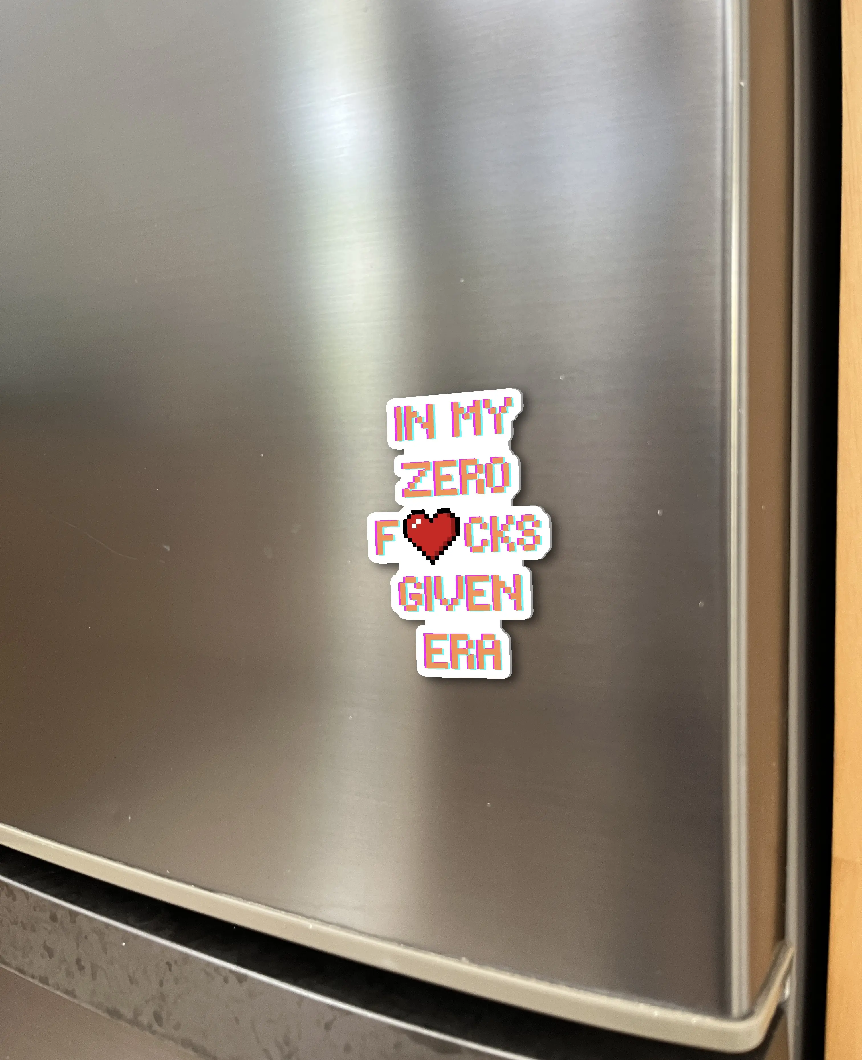 In My Zero F❤️cks Given Era Custom Shape Magnet | Pixel Heart Text Fridge Magnet