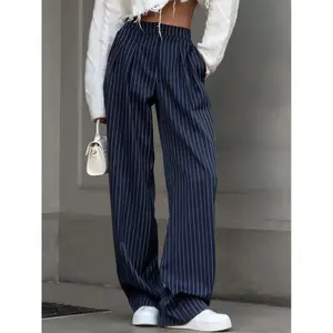 Pinstripe Pleated Wide Leg Pants