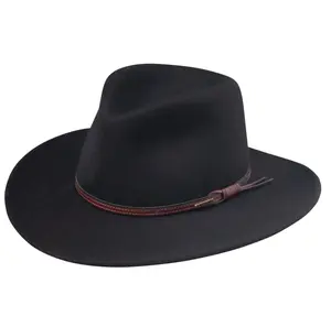 Stetson Black Crushable Hat – Packable Western Felt with Leather Band