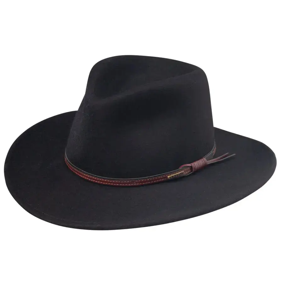 Stetson Black Crushable Hat – Packable Western Felt with Leather Band