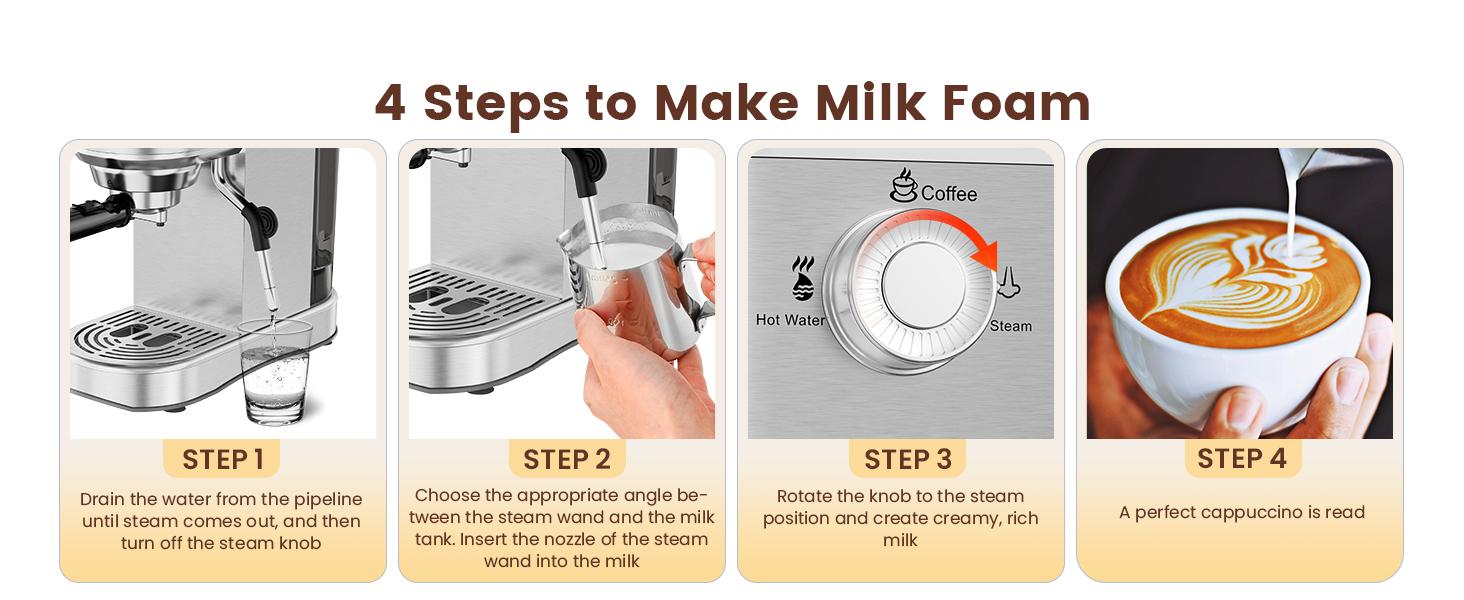 [Exclusive Livestream Offer]  20 Bar Espresso Machine, 1450W Semi-Automatic Coffee Maker with Milk Frother Steam Wand, 34oz Removable Water Tank for Latte Cappuccino, Silver