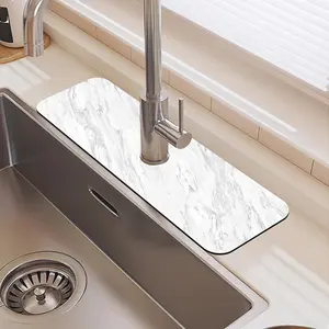 Marble Pattern Faucet Mat, Waterproof Durable Rubber Splash Guard, Non-slip Sink Mat, Kitchen Sink Accessories, Home Supplies