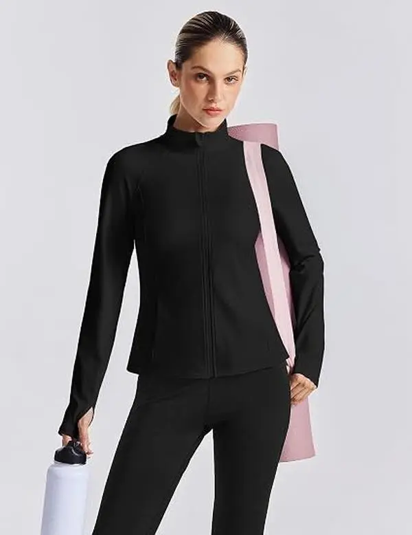 Pinspark Workout Jackets for Women Zip Up Athletic Clothes with 4 Pockets