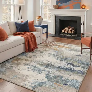 【Deals For You Days】GENIMO Area Rug Machine Washable Non Slip Pet Friendly Soft Floor Carpet for Living Room Bedroom Kitchen Hallway Home Decor Indoor Rug,ARA6570-OCHRE ECHO