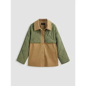 Cider [size 4-8] Collar Geometric Patchwork Puffer Jacket