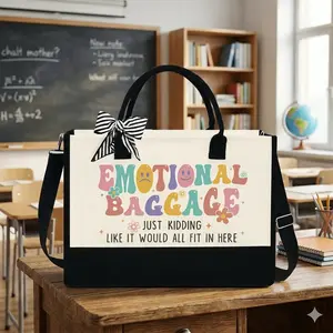 Emotional Baggage Tote Bag – Funny & Practical Gift for Her, Sarcastic Canvas 13oz Bag, Therapy Tote, Bridesmaid Gift, Counselor Bag, Thank You Gift for Teachers