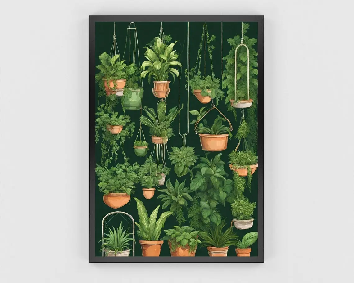 Indoor Plant Wall Art Indoor Plant Prints Plant Posters Plant Leaves and Plants Indoor Plant Watercolor Art Decor Room