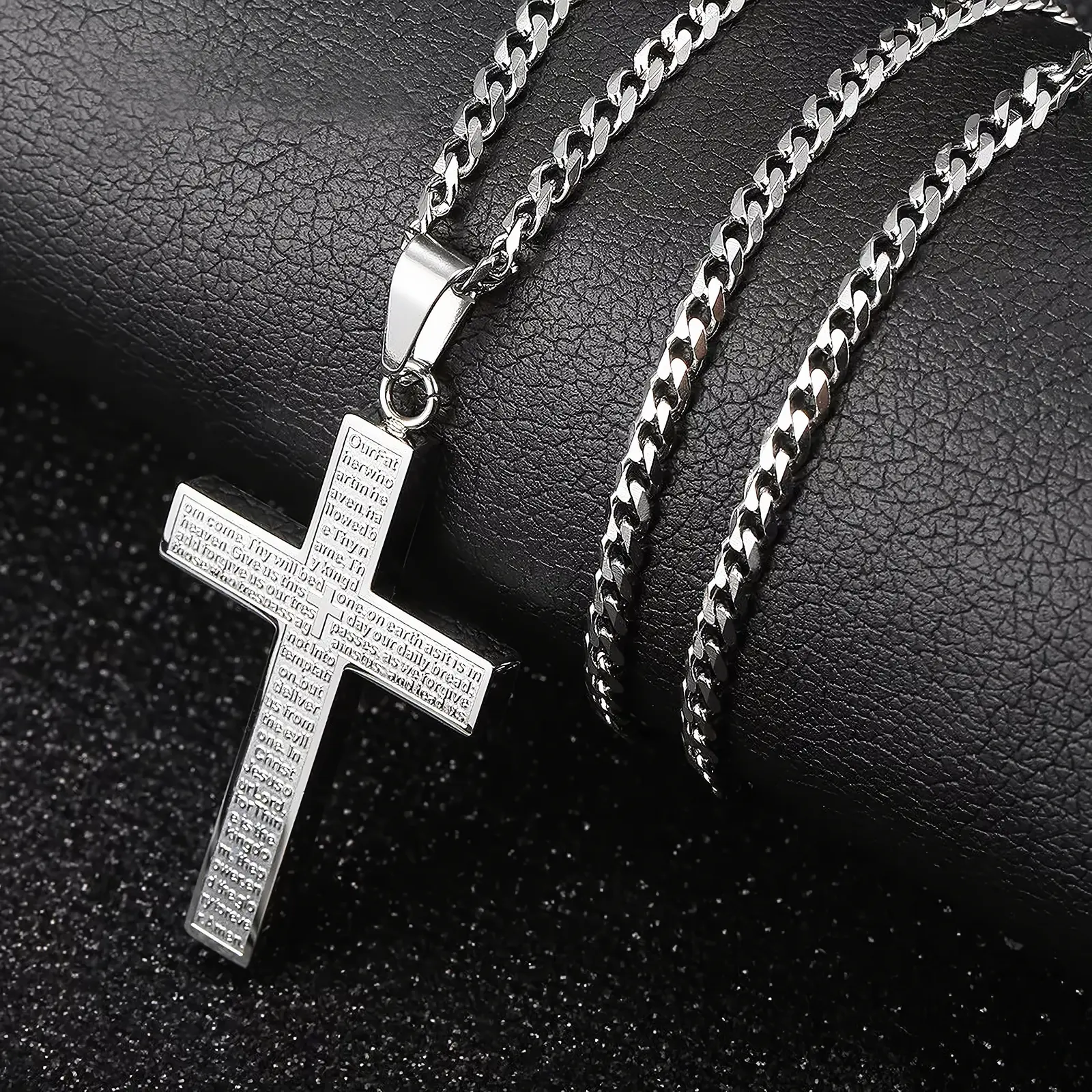 Father's Day Gifts Bible Verse Cross Necklace for Men, Stainless Steel Mens Necklace, Cross Pendant for Men Chain Jewelry