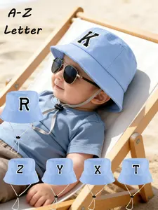 1PC Baby Fisherman Hat 0-2 Years, 26 Letter Design, Outdoor Sun Protection Panama Cap, Cute Decorative Bucket Hat for Play & Birthday Party