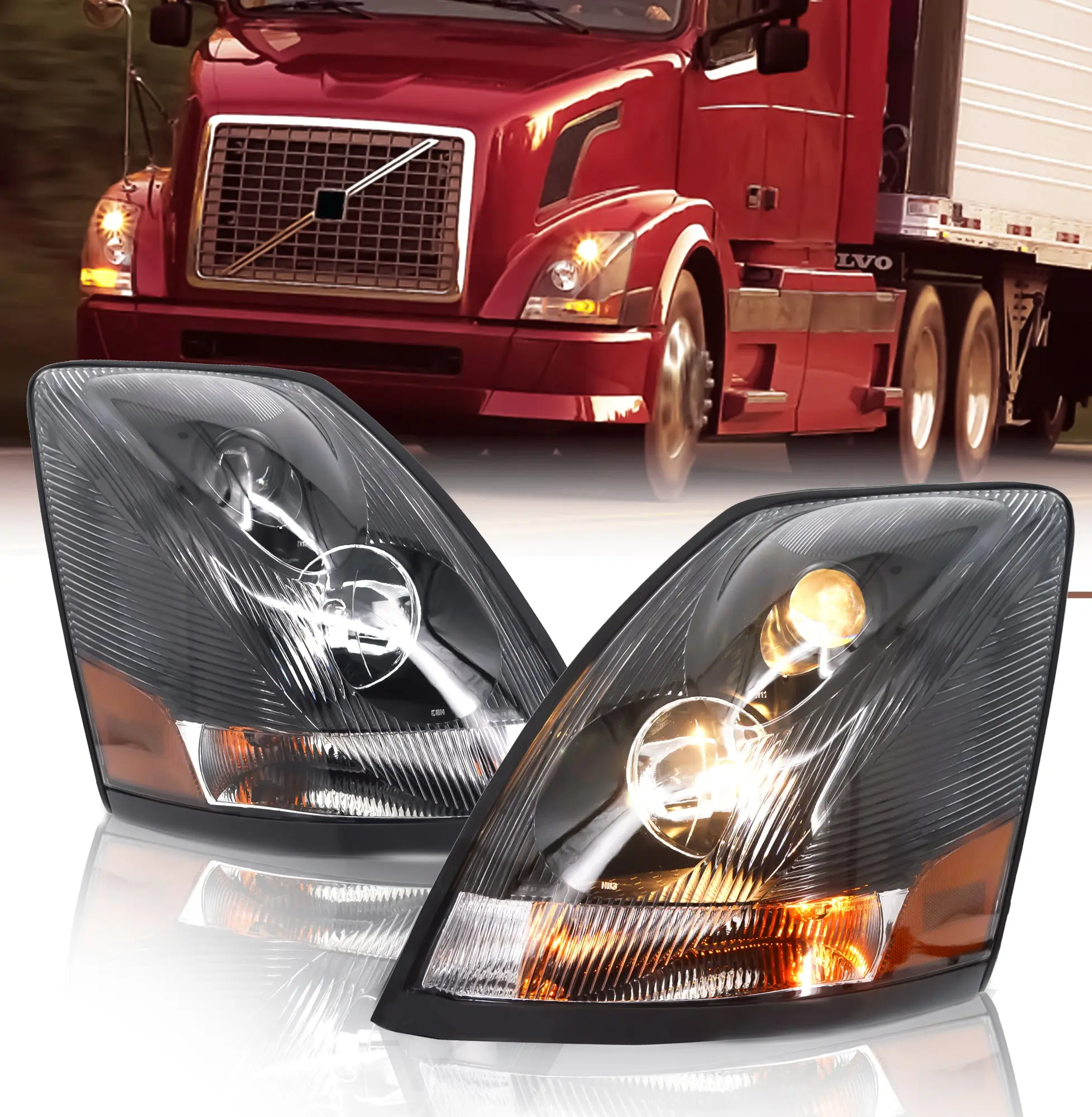 Torque Headlight PAIR for 2004-2017 Volvo VN VNL 780 670 semi Trucks VNM 200 300 430 630 670 730 780 Driver Passenger Side 2005 2006 2007 2008 2009 2010 2011 2012 2013 2014 2015 2016 2017 (TR001)