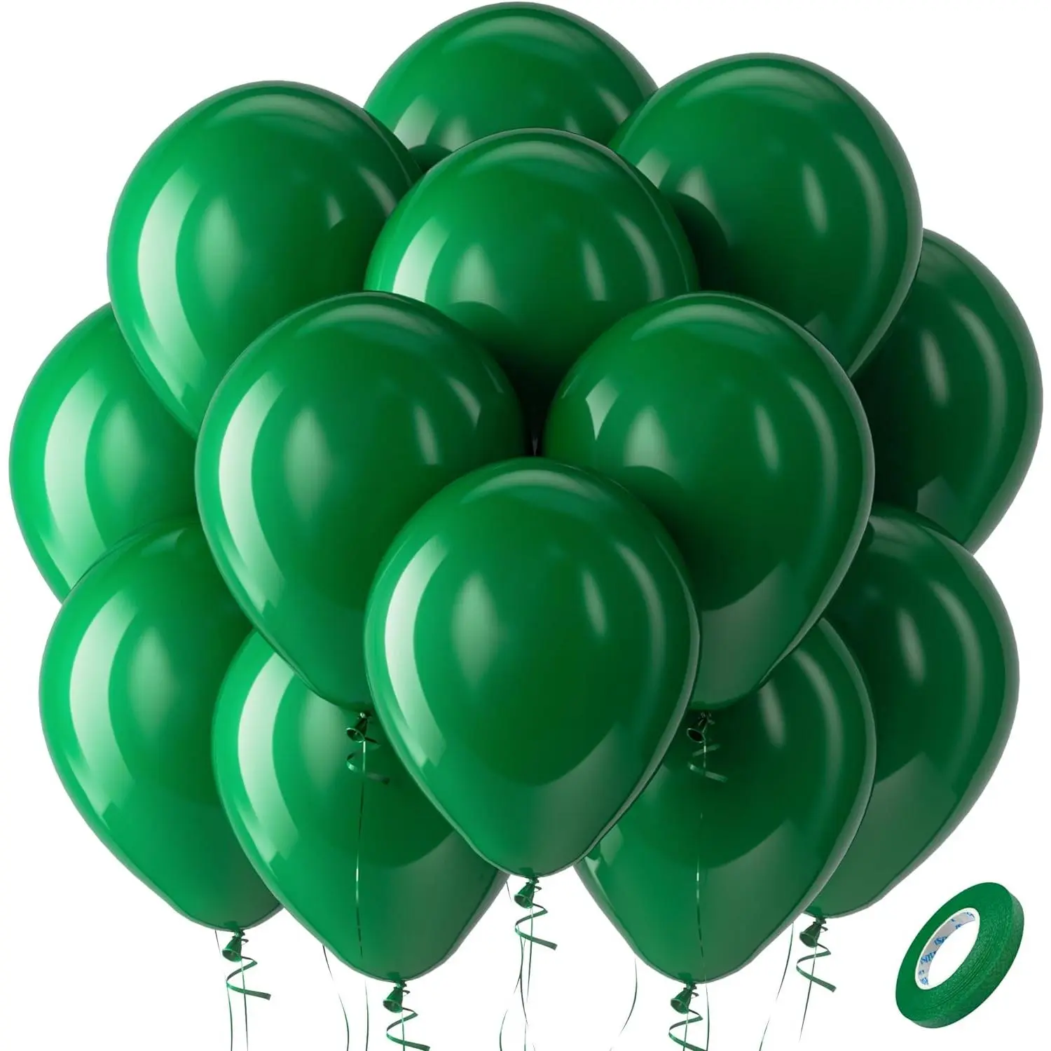 Dark Green Latex Balloons Set - 100-Pack 12 in Round Floatable Helium Balloons for Birthday Party, Wedding Decorations, Party Backdrops