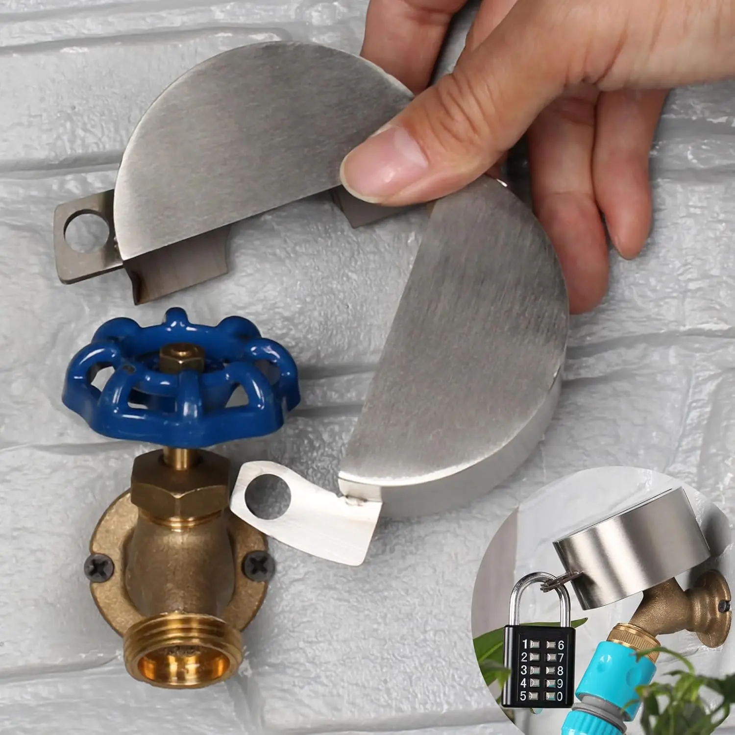 Outdoor Faucet Lock System -Gate Valve LockoutDevice -Stainless Steel Prevent Water Theft by Cover and Code Lock,Unauthorized Water use and Vandalism,Faucet Protection Cover (Password Lock)