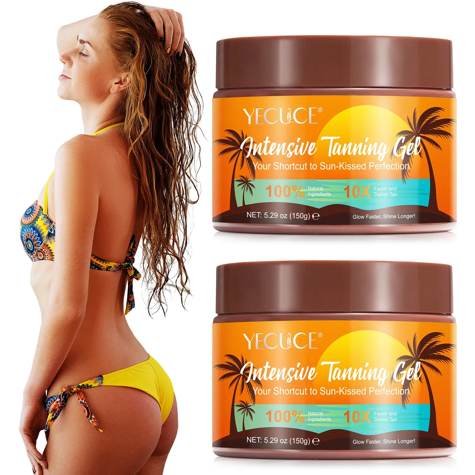 Yecuce Darkening Cream 150g, Fast Absorbing Moisturizing Balm, Tanning Enhancer, Hydrates & Protects Skin, Suitable for Dry Oily Sensitive Skin Types, Intensive Tanning Gel, Tanning Products
