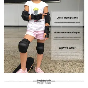 Unisex Skateboard Protective Gear Set - 6Pcs Wrist Elbow Knee Pads, Adjustable Compression Support, Thickened Shock-Absorbing Material, Anti-Collision for Adults & Kids Sizes Arm Pad Sports Knee Brace Arm Pad Arm Pad