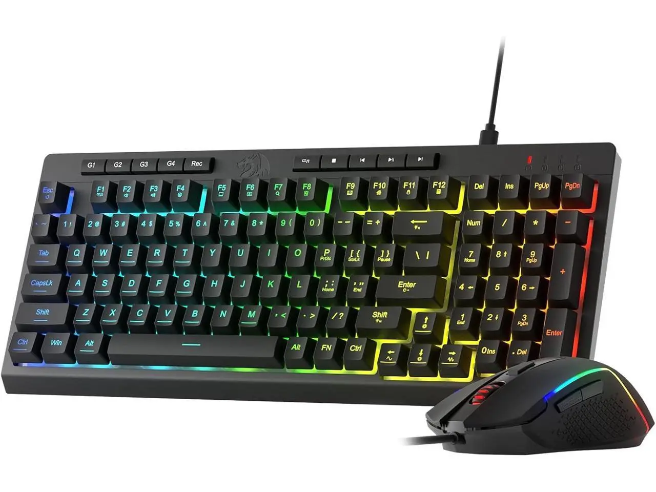 Redragon S141 Gaming Keyboard & Mouse Combo, 98 Keys K515 Wired RGB Membrane Keyboard and 10000 DPI Wired M616 Gaming Mouse Bundle