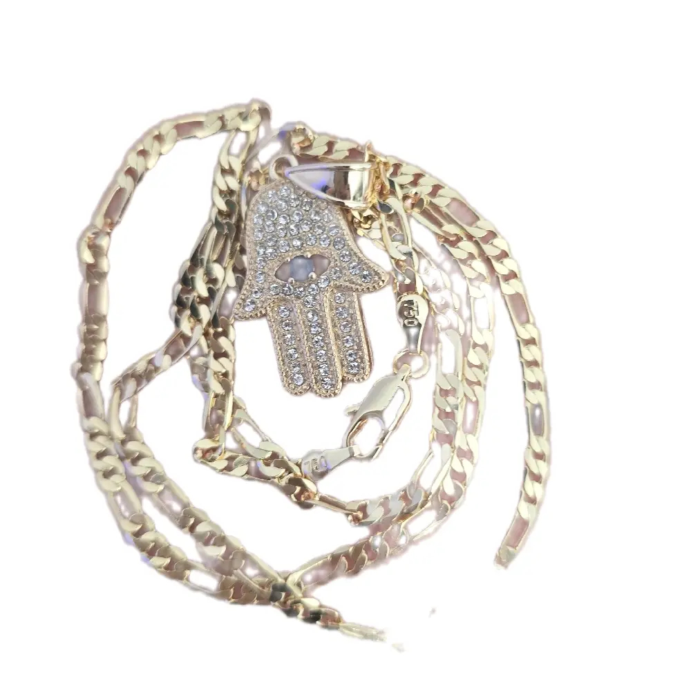 Mano de Fatima Hand Pendant Necklace with 22 Inch Chain 4mm Wide Casual Jewelry Accessory