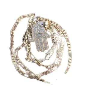 Mano de Fatima Hand Pendant Necklace with 22 Inch Chain 4mm Wide Casual Jewelry Accessory