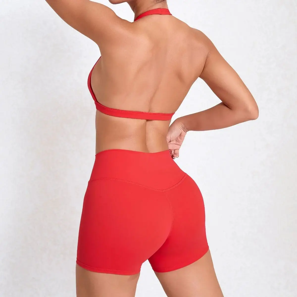 Aria Muse Wholesale Sportswear Woman Gym Set 2026 Sport Bra Shorts Outfit Yoga Clothes Fitness Clothing Kit Push Up Workout Activewear Red