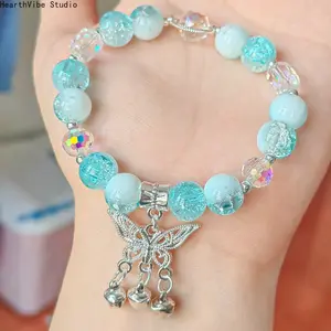Forest-Style Minimalist Super Fairy Butterfly Colorful Sweet Beaded Bracelet with Elegant Design and Versatile Wear