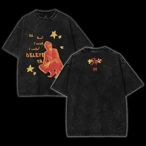 Retro Vintage Limited Djo The Crux Delete Ya Lyrics Washed Heavyweight Cotton T-shirt for Fans, Unisex Heavy Indie Rock Tee men gifts summer fits Fabric Menswear