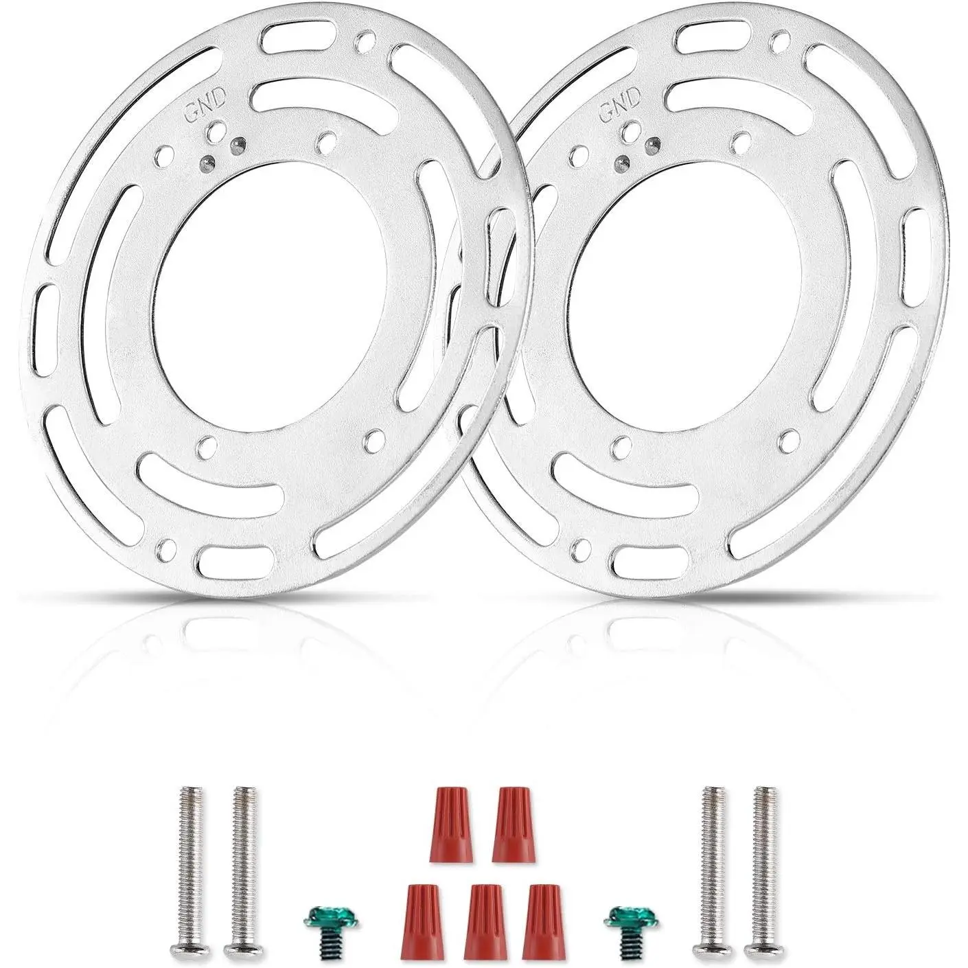 2-Pack Anti-Rust Zinc Steel Universal 4-Inch Ceiling Light Mounting Brackets - 0.56" Thick Steel Crossbars, 2 x Ground Screws, 2.125-Inch Center-to-Center, 22lbs=10kg Load, Indoor Use for Wall/Pendant Light Surface Installation, Wall Mount