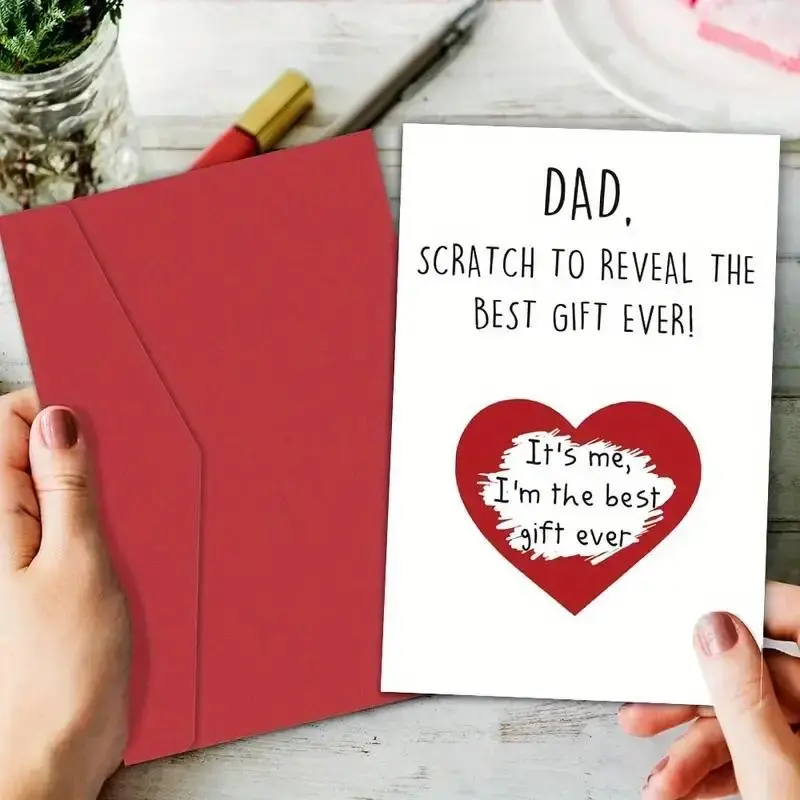 2 Fun Scratch-Off Cards for Dad, Perfect Gift for Son or Daughter, Multifunctional Cards for Birthday, Father's Day, Christmas, Thank You, Funny Dad Card, Interactive Greeting Card