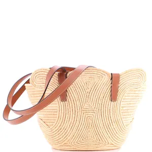 Pre-owned Celine Leather, Raffia Tote Bags REBAG Triomphe Basket Shoulder Bag Braided Raffia and Leather Small by Rebag