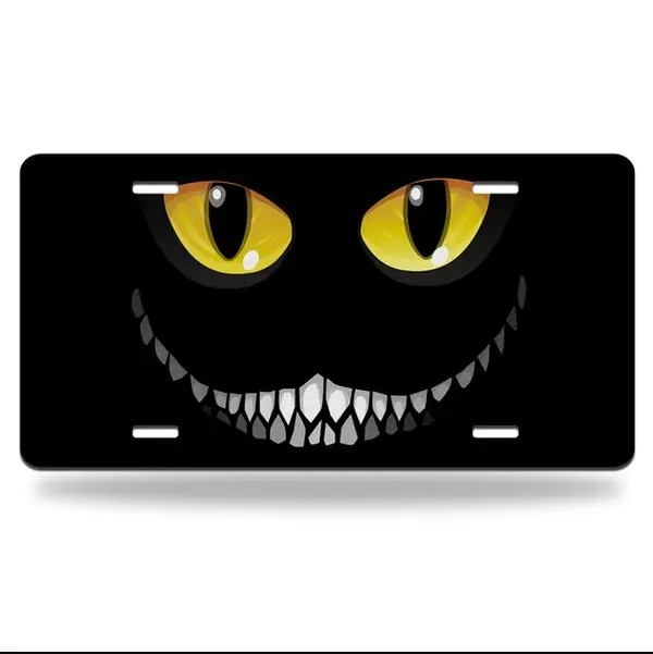 [BESTSELLER] Yehwow Black Cat in Darkness License Plate, 12" x 6" Aluminum Spooky Front Tag - Novelty Auto Tag for Cars, Trucks & SUVs