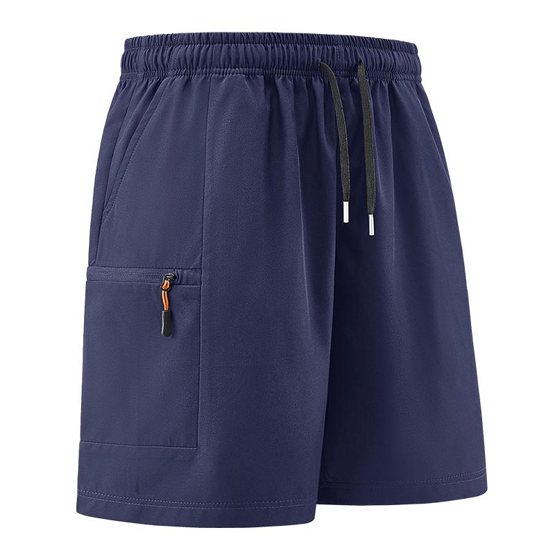 Men’s athletic shorts—comfortable, soft, warm, breathable casual mid-length shorts available in multiple colors, featuring zippered pockets and a drawstring design, made from slightly stretchy fabric, suitable for summer outdoor sports and fitness activit