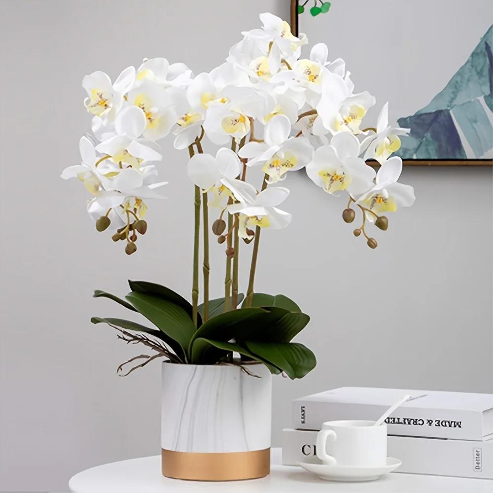 6pcs 9-Head Artificial Orchids, Featuring a Realistic Dendrobium Stem. with a Height of 31 Inches
