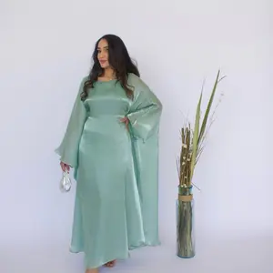 Women's Pastel Green Abaya Dress - Casual Style - Womenswear wedding guess