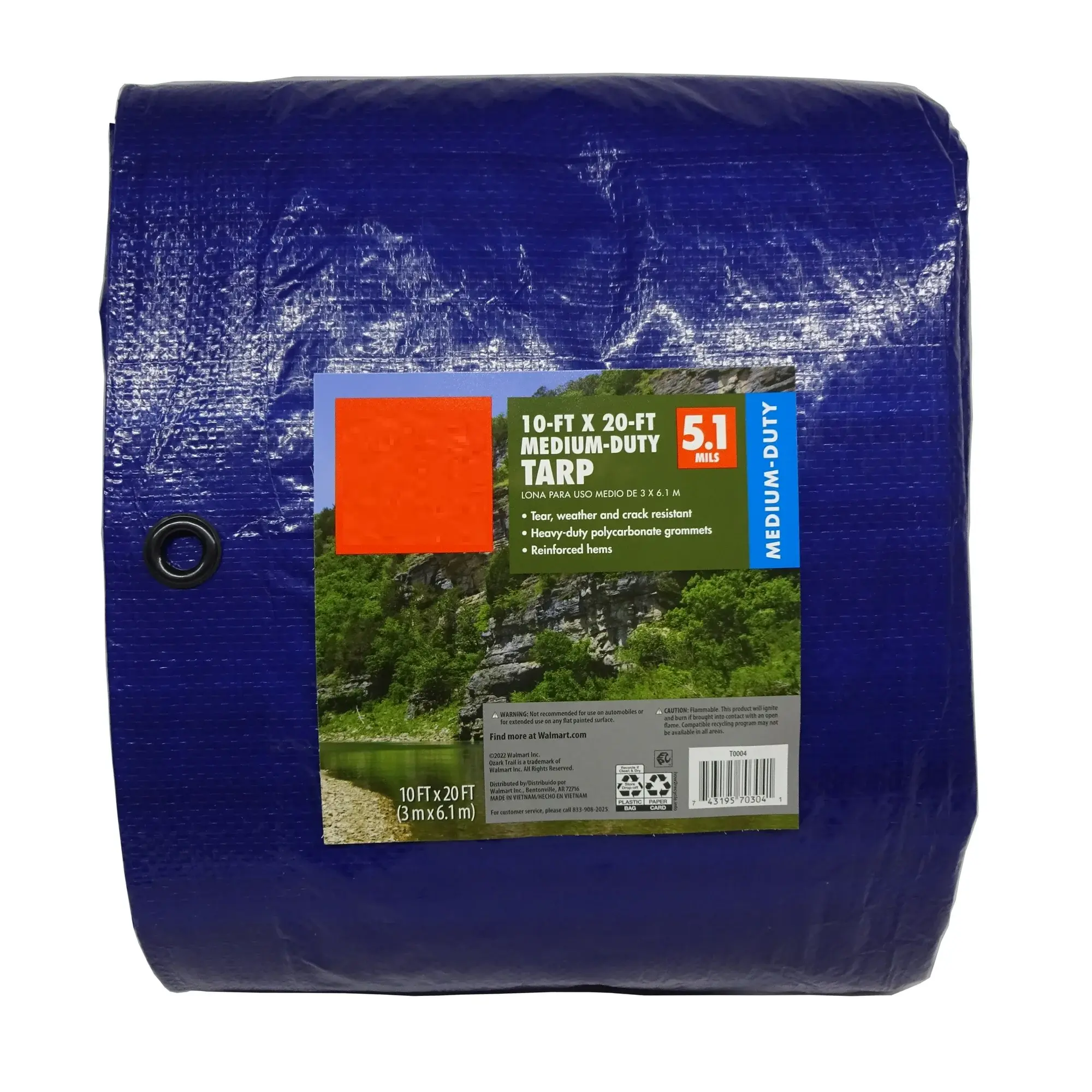 Medium-Duty Tarp, 10' x 20', Made of PE Material