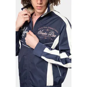 Smoke Rise Colorblock Nylon Windbreaker Jacket - NAVY