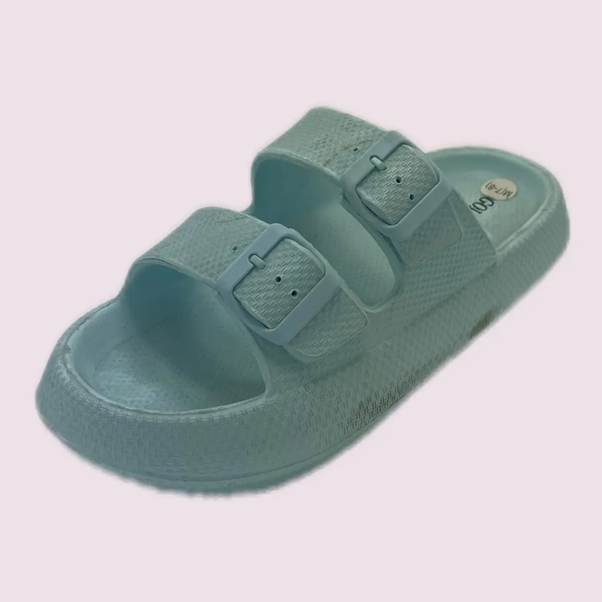Women's Non-Slip EVA Slip-On Casual Slippers - Golden Road Double-Buckle Cloud Design GR9033W, Soft Slide Sandal for Summer Indoor Walking, Black Footwear, Shoe Non Slip Eva Flipflop