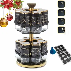 Nw 4Lbs Kitchen Rotating Seasoning Bottle Light Luxury Glass Seasoning 6/12 Jar 360 Degrees Rotatable Seasoning Storage Rack with Adjustable Outlet Size Rack in Clearance