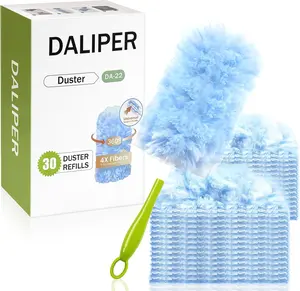 Duty Duster Refills Compatible with, Duster Kit with 30 PCS Refills & 1 Handle, 360° Dusters with 4X Microfibers for Dusting Ceiling Fans, Electronics, Furniture, Blinds