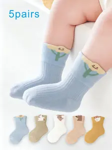 5 Pairs Summer Newborn Baby Socks, Ultra-Thin Mesh Breathable Infant Socks, Cartoon Loose Fit Cute Socks for Babies