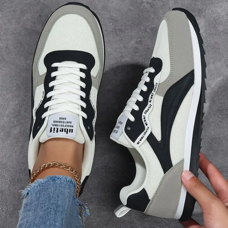 Neutral gray/brown/red panda retro running shoes for women - Retro suede fashion sandals, Y2K style simple casual shoes, breathable mesh daily walking sports shoes