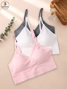 3pcs women's underwear bra non-steel ring Wireless gathered bra Medium support shaping commuter daily no pressure underwear Lingerie