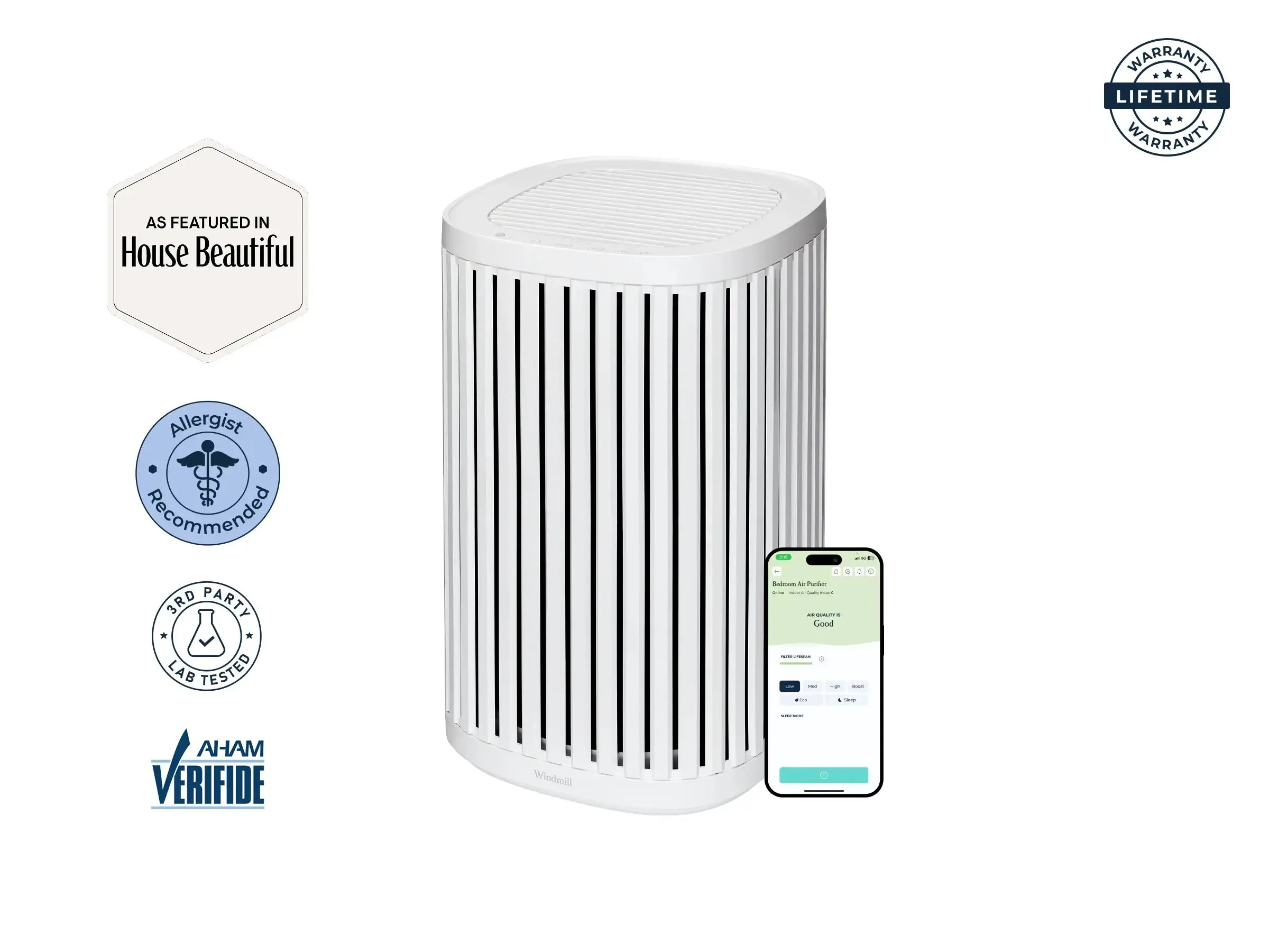 The Windmill Air Purifier with Medical-Grade HEPA for Small to Medium Rooms