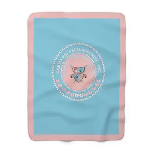 Gamma Phi Delta - Emblem Fleece Blanket with Pink Border and 1943 Logo Design