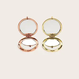 Round Double Side Metal Pocket Mirror Travel Friendly