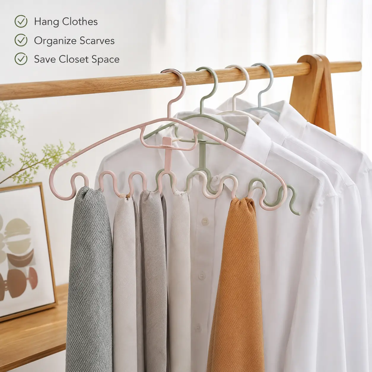 1 or 5 Counts, PP Plastic Wavy Clothes Hanger, Random Color Multi Hook Design, for Organizing Camisoles, Ties, Scarves and Small Accessories in Home Wardrobe