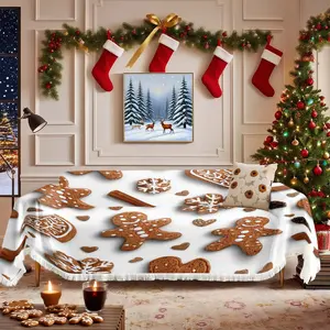 Christmas Tassel Sofa Cover, Sofa Slipcover, Pet Scratch-Resistant Couch Protector, Non-Slip Furniture Cover for All Seasons, Home Decor Blanket