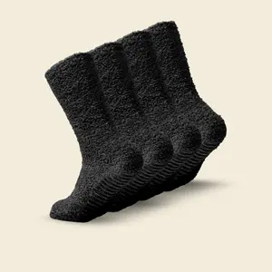 Women's Fuzzy Grip Socks 4-Pack, Charcoal